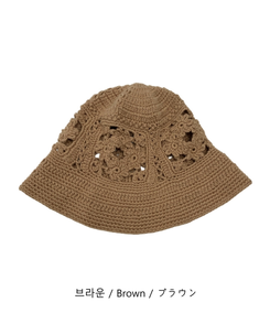 ファッション雑貨 フラワーニットバケットハット