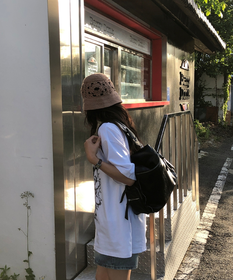 フラワーニットバケットハット BROWN