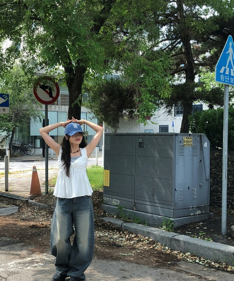 レタリングベースボールキャップ(5color) BLUE