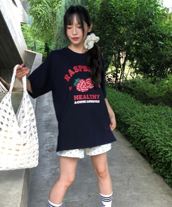 半袖Tシャツ ラズベリールーズ半袖Tシャツ NAVY