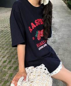 半袖Tシャツ ラズベリールーズ半袖Tシャツ NAVY