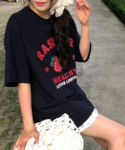 半袖Tシャツ ラズベリールーズ半袖Tシャツ NAVY