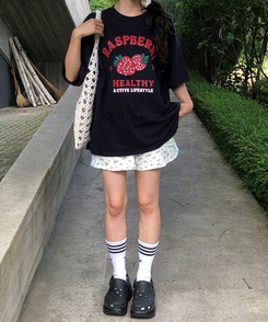 半袖Tシャツ ラズベリールーズ半袖Tシャツ NAVY
