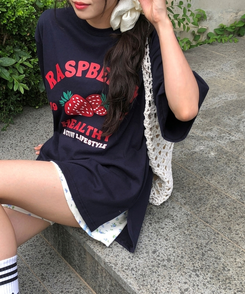 半袖Tシャツ ラズベリールーズ半袖Tシャツ NAVY