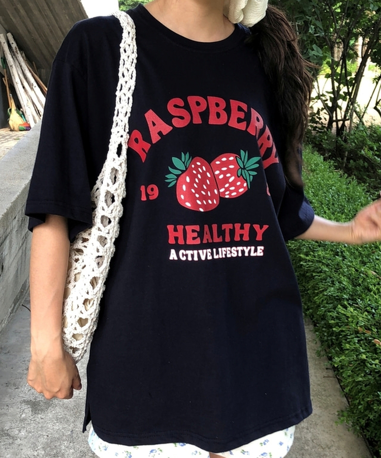 ラズベリールーズ半袖Tシャツ NAVY