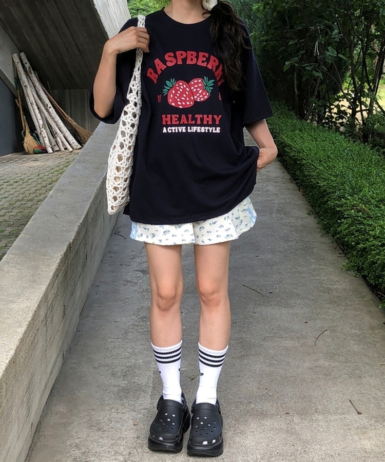 ラズベリールーズ半袖Tシャツ NAVY