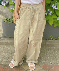 コットンパンツ バーニングコットンワイドパンツ KHAKI