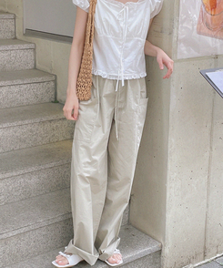 コットンパンツ バーニングコットンワイドパンツ KHAKI