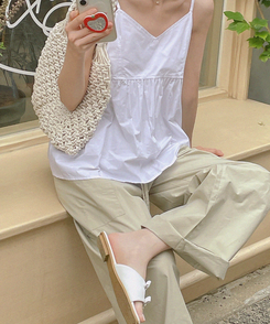 コットンパンツ バーニングコットンワイドパンツ KHAKI