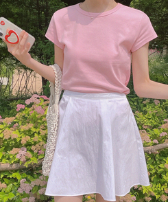 半袖Tシャツ シンプルデイリー半袖Tシャツ(5color) PINK