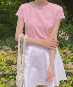 半袖Tシャツ シンプルデイリー半袖Tシャツ(5color) PINK