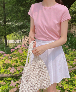 半袖Tシャツ シンプルデイリー半袖Tシャツ(5color) PINK