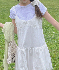 半袖Tシャツ シンプルデイリー半袖Tシャツ(5color) MELANGE WHITE