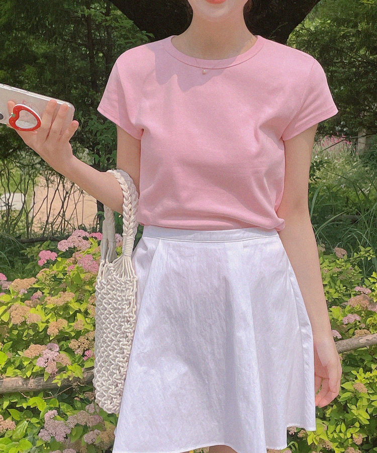 半袖Tシャツ シンプルデイリー半袖Tシャツ(5color) PINK