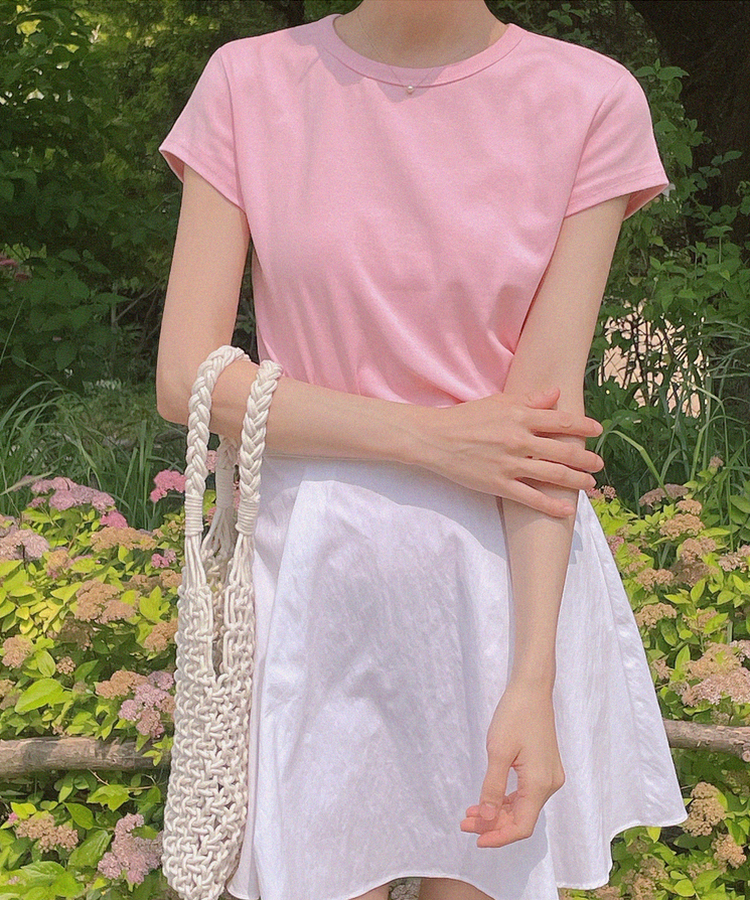シンプルデイリー半袖Tシャツ(5color) PINK