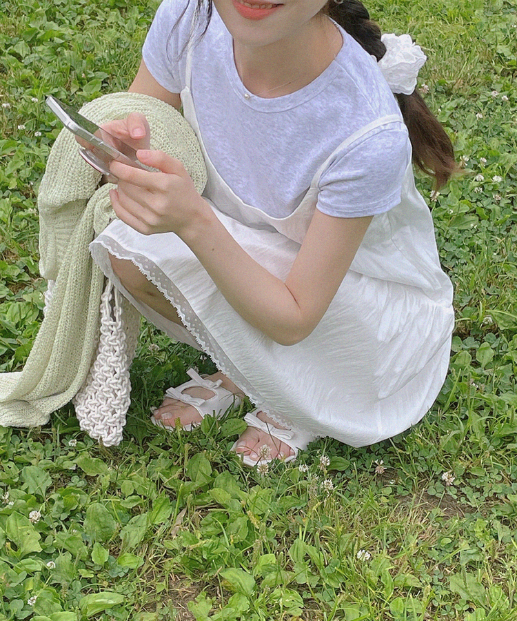 シンプルデイリー半袖Tシャツ(5color) MELANGE WHITE