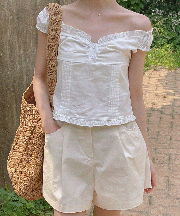 ケイトオフショルダーブラウス WHITE