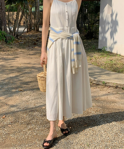 ブーツ リボンフラットサンダル BLACK