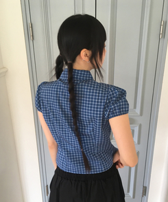 ブラウス チェックシャーリング半袖ブラウス CHECK