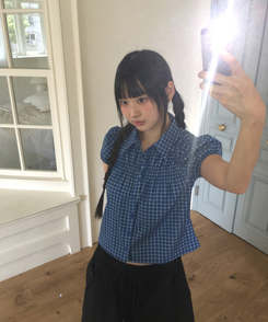 ブラウス チェックシャーリング半袖ブラウス CHECK