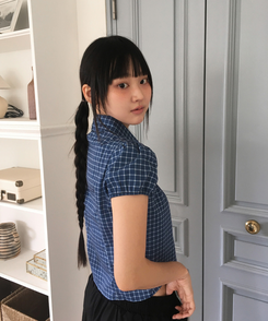 ブラウス チェックシャーリング半袖ブラウス CHECK