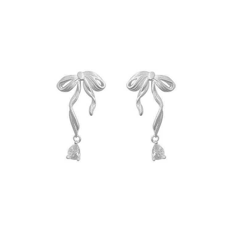 キュービックリボンピアス SILVER