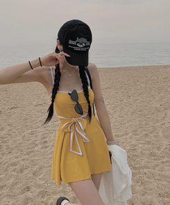 ダイブバイカラービーチウェアワンピース YELLOW