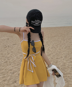 ダイブバイカラービーチウェアワンピース YELLOW