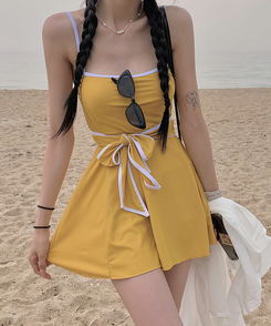 ダイブバイカラービーチウェアワンピース YELLOW