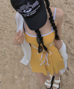 ダイブバイカラービーチウェアワンピース YELLOW