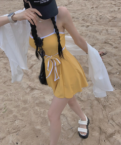 ダイブバイカラービーチウェアワンピース YELLOW