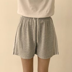 ショートパンツ バイカラーバンディングワイドバミューダパンツ(10color) GREY