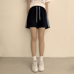ショートパンツ バイカラーバンディングワイドバミューダパンツ(10color) NAVY(WINTER)