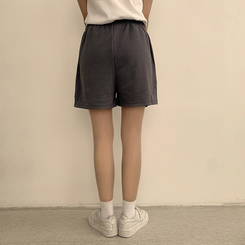ショートパンツ バイカラーバンディングワイドバミューダパンツ(10color) CHARCOAL
