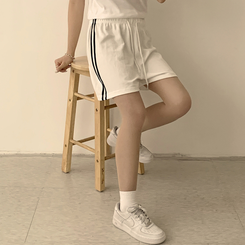 ショートパンツ バイカラーバンディングワイドバミューダパンツ(10color) IVORY