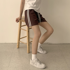 ショートパンツ バイカラーバンディングワイドバミューダパンツ(10color) BROWN