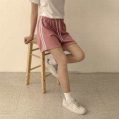 ショートパンツ バイカラーバンディングワイドバミューダパンツ(10color) PINK