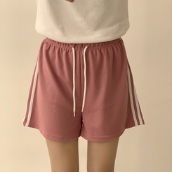 ショートパンツ バイカラーバンディングワイドバミューダパンツ(10color) PINK