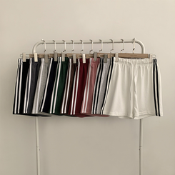 ショートパンツ バイカラーバンディングワイドバミューダパンツ(10color)