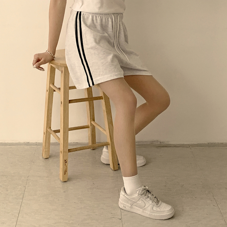 バイカラーバンディングワイドバミューダパンツ(10color) MELANGE WHITE