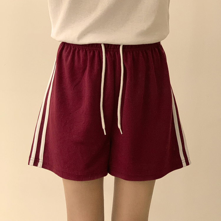 バイカラーバンディングワイドバミューダパンツ(10color) BURGUNDY