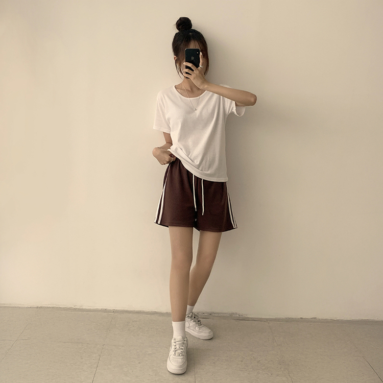 バイカラーバンディングワイドバミューダパンツ(10color) BROWN