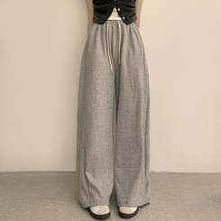 トレーニングパンツ 【丈別】ワイドバンディングスリットパンツ(5color) GREY
