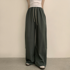 トレーニングパンツ 【丈別】ワイドバンディングスリットパンツ(5color) KHAKI