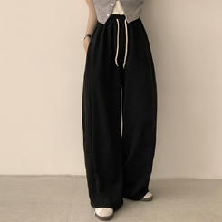 トレーニングパンツ 【丈別】ワイドバンディングスリットパンツ(5color) BLACK