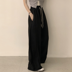 トレーニングパンツ 【丈別】ワイドバンディングスリットパンツ(5color) BLACK