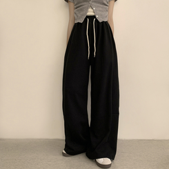 トレーニングパンツ 【丈別】ワイドバンディングスリットパンツ(5color) BLACK
