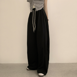 トレーニングパンツ 【丈別】ワイドバンディングスリットパンツ(5color) BLACK