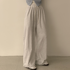 トレーニングパンツ 【丈別】ワイドバンディングスリットパンツ(5color) WHITE MELANGE