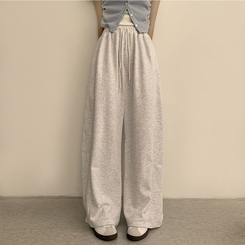 トレーニングパンツ 【丈別】ワイドバンディングスリットパンツ(5color) WHITE MELANGE